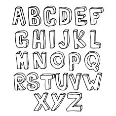 Hand drawn 3D alphabet N2