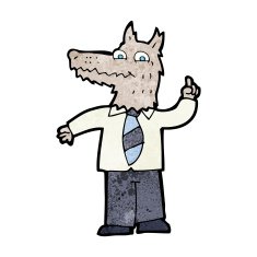 cartoon business wolf with idea N11
