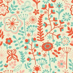 Seamless texture with flowers and butterflies Endless floral pa N16