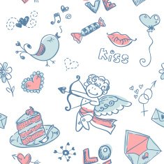 Doodle Valentine's day seamless texture N7