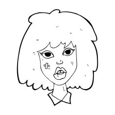 cartoon woman with bruised face N14