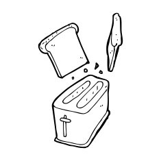 cartoon toaster spitting out bread N16