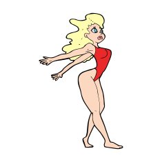 cartoon sexy woman in swimsuit N14