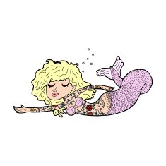 cartoon mermaid covered in tattoos N14