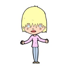 cartoon woman shrugging shoulders N738