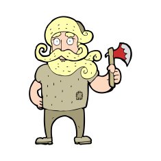 cartoon lumberjack with axe N15