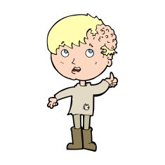 cartoon boy with growth on head N60