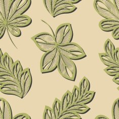 Seamless Floral Pattern with Leaves (Vector)