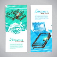 Banner set of hand drawn business backgrounds N2