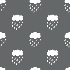 Cloud Rain seamless pattern Dark background Monochrome Vector N2