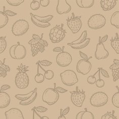 Pattern doodle drawn fruits