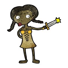 cartoon woman with sword N2
