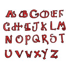 cartoon devil tail alphabet N2
