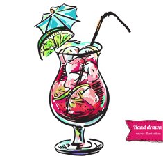 coctail hand drawn vector