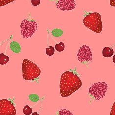 vector seamless pattern of berries on pink background N2