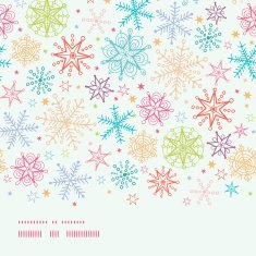 Colorful Doodle Snowflakes Horizontal Border Seamless Pattern Background