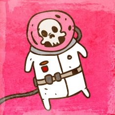 Astronaut With Skull Face on Grunge Background
