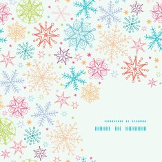 Colorful Doodle Snowflakes Corner Frame Seamless Pattern Background