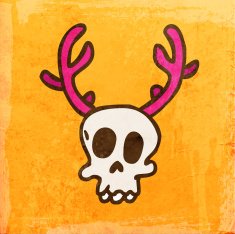 Skull With Antlers on Grunge Background