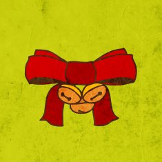Christmas Ribbon Bow on Grunge Background