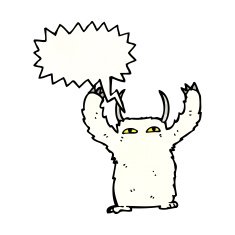 cartoon yeti with speech bubble N5