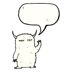 cartoon yeti with speech bubble N6