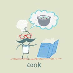 cook reads soup recipe