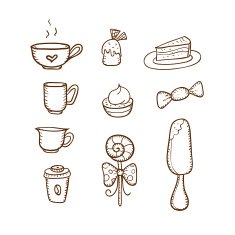 Coffee icons set in retro style