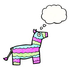 cartoon pinata with thought bubble N3