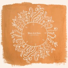 Doodles floral frame on grunge paper N3