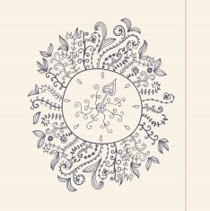 Doodles floral frame on grunge paper N4