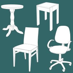 Set of furniture on the chalk board N3