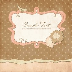 Vector hand drawn frame with a bird N2