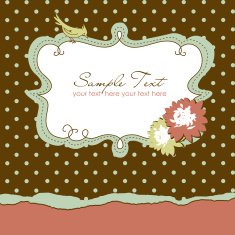 Vector hand drawn frame with a bird N3