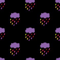 Cloud Rain seamless pattern Dark background N2