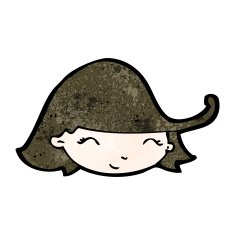 cartoon girl with hair blowing in wind N8