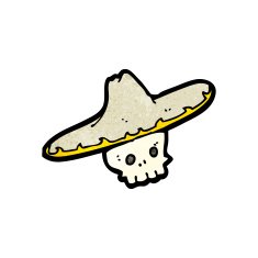 cartoon skull in mexican hat N5