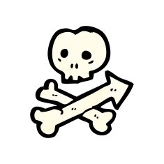 cartoon skull and crossbones arrow symbol N2