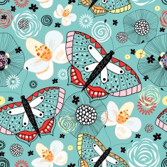 Abstract background doodle butterfly pattern