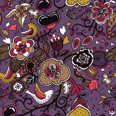 vector floral seamless pattern with fantasy plants
