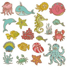 Set of Sea Creature Elements