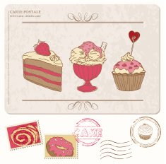 Doodle Cupcakes Postcard