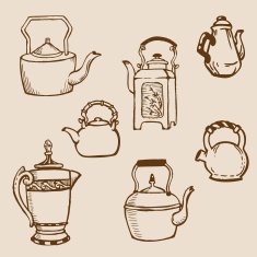 Doodled Tea Pots