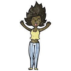 cartoon frightened woman N46