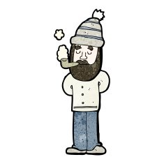 cartoon man with beard smoking pipe N2