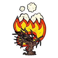 cartoon flaming tree N3