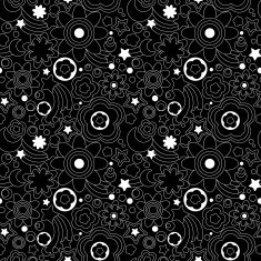 seamless geometrical pattern with stars and flowers Dark background