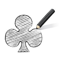 Black Pencil Drawing Ace of Clubs Playing Card Icon N3