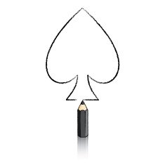Black Pencil Drawing Ace of Spades Playing Card Icon N3
