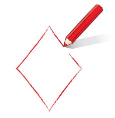 Red Pencil Drawing Ace of Diamond Playing Card Icon